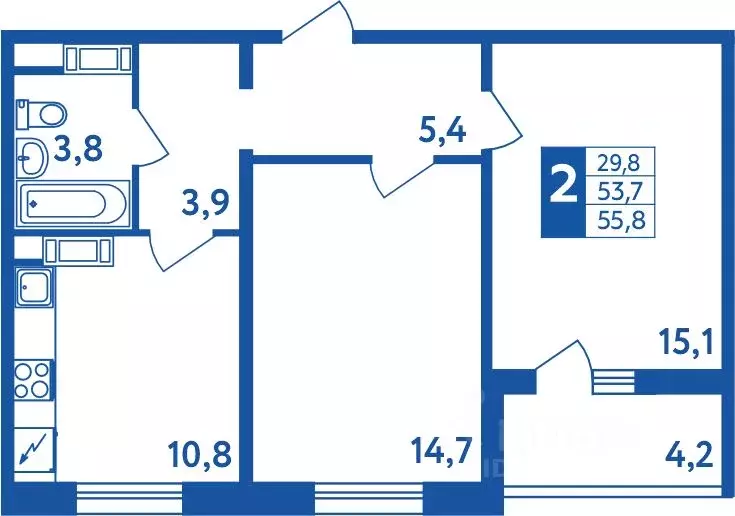 2-к кв. Башкортостан, Уфа Дема жилрайон, Новая Дема жилой комплекс ... - Фото 1