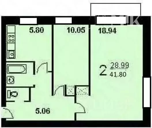 2-к кв. Московская область, Реутов ул. Ленина, 2 (42.2 м) - Фото 0