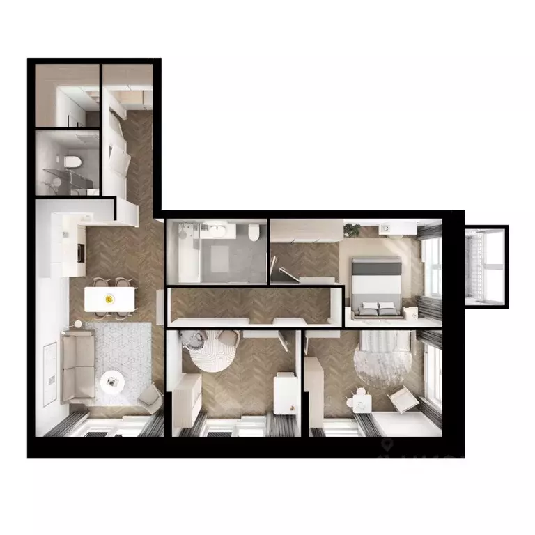 3-к кв. Татарстан, Казань ул. Анаса Тазетдинова, 1к10 (88.8 м) - Фото 2