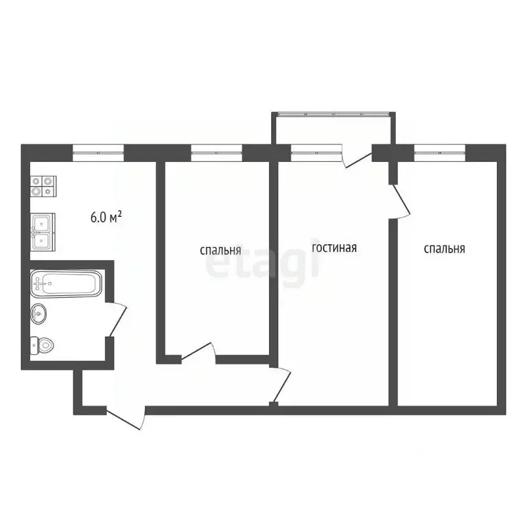3-к кв. Московская область, Луховицы ул. Жуковского, 7 (56.0 м) - Фото 2