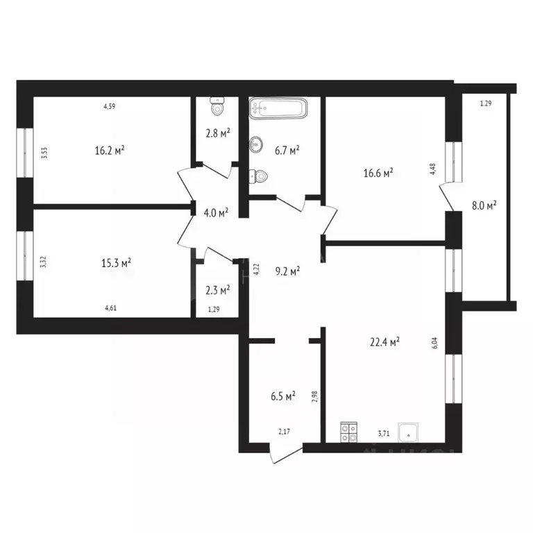 3-к кв. Тюменская область, Тюмень ул. Тимофея Кармацкого, 7к1 (101.9 ... - Фото 1