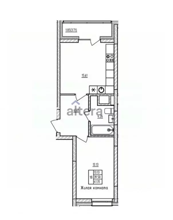 1-к кв. Татарстан, Казань ул. Мансура Хасанова, 13А (40.4 м) - Фото 1