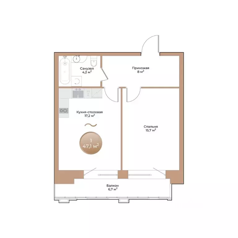 1-к кв. Красноярский край, Красноярск ул. Партизана Железняка (47.1 м) - Фото 2