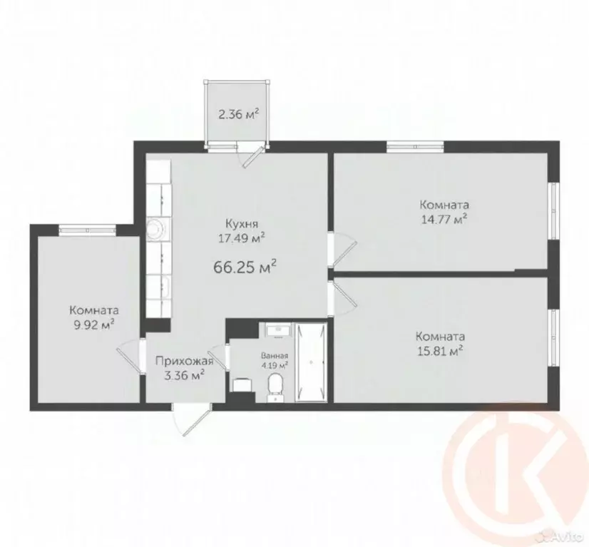 3-к кв. Крым, Евпатория ул. 60 лет ВЛКСМ, 31/3 (65.6 м) - Фото 2