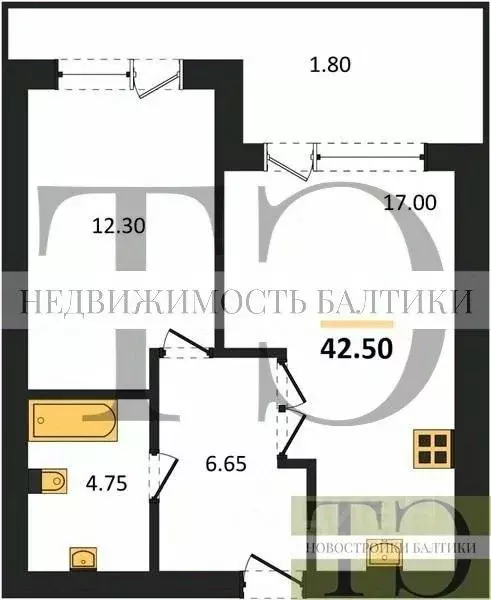 1-к кв. Калининградская область, Янтарный пгт Янтарные Сезоны жилой ... - Фото 0