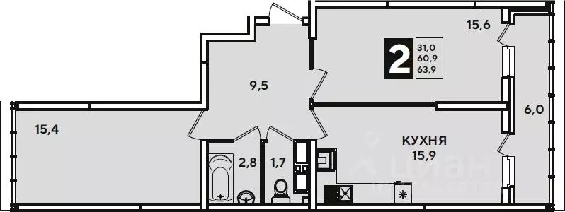 3-к кв. Краснодарский край, Краснодар ул. Ивана Беличенко, 89 (60.9 м) - Фото 0