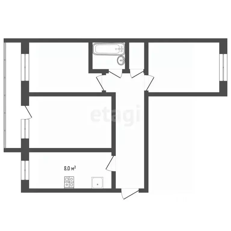 3-к кв. Московская область, Дубна ул. Попова, 4 (63.8 м) - Фото 2