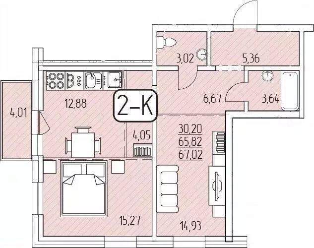 2-к кв. Бурятия, Улан-Удэ 140А мкр,  (67.02 м) - Фото 1