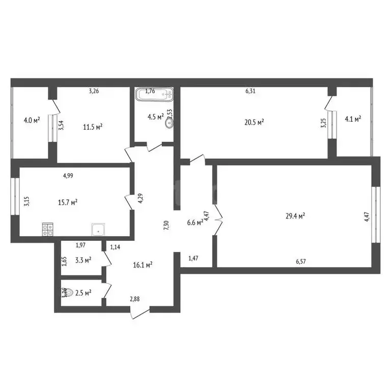 3-комнатная квартира: Тюмень, Широтная улица, 128 (74.6 м) - Фото 1