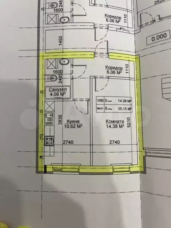 1-к. квартира, 35 м, 1/4 эт. - Фото 0