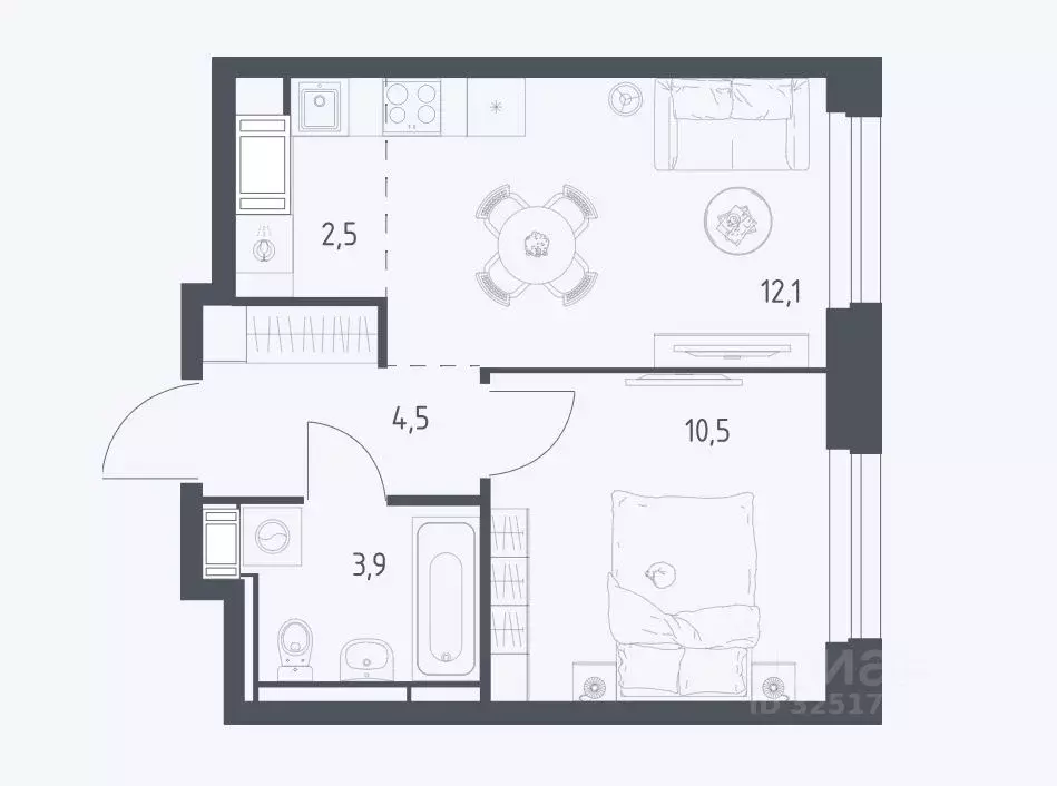 1-к кв. Московская область, Мытищи пер. 1-й Стрелковый, 5 (32.9 м) - Фото 2