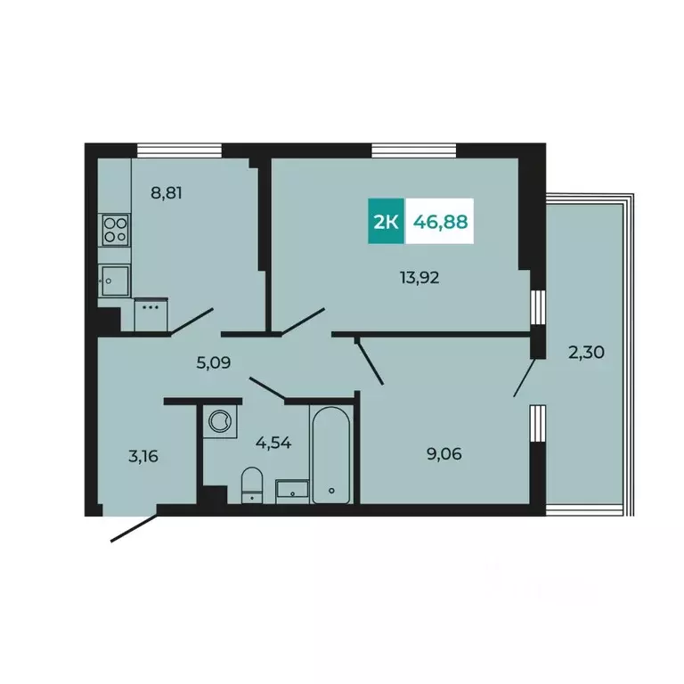 2-к кв. Ростовская область, Аксайский район, Щепкинское с/пос, пос. ... - Фото 1