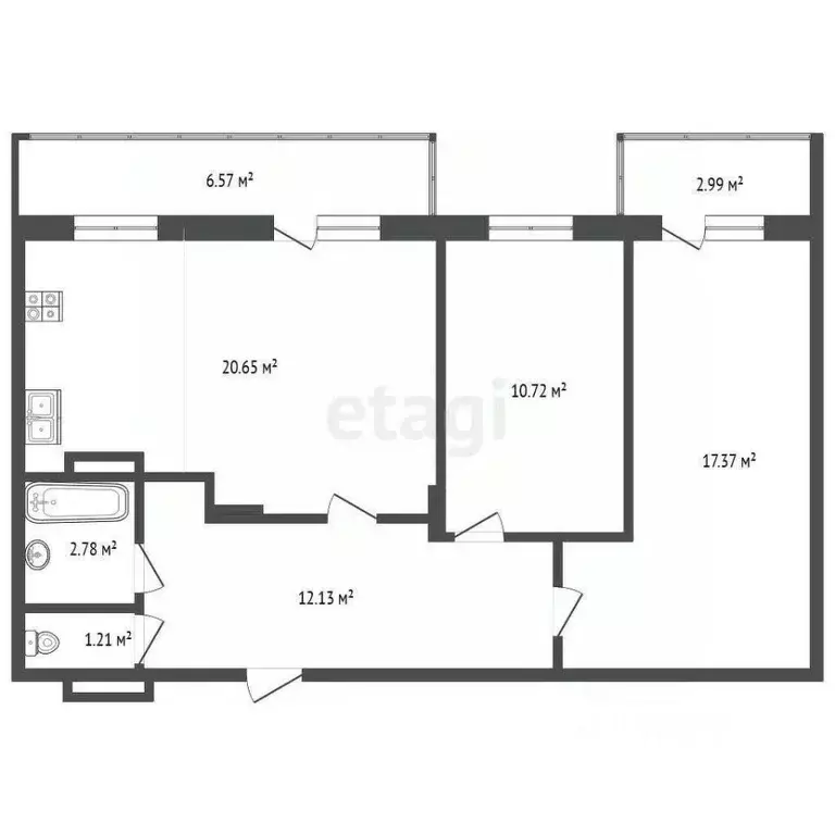 3-к кв. Саха (Якутия), Якутск ул. Кузьмина, 18 (64.9 м) - Фото 2