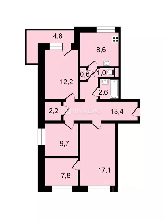 4-к кв. Санкт-Петербург Хасанская ул., 18К2 (75.2 м) - Фото 1