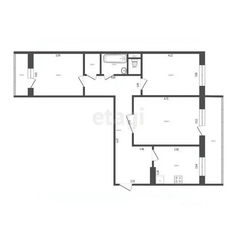 3-к кв. Марий Эл, Йошкар-Ола ул. Петрова, 4 (77.1 м) - Фото 0