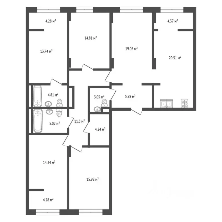 5-к кв. Тюменская область, Тюмень ул. Тимофея Кармацкого, 3 (132.9 м) - Фото 2