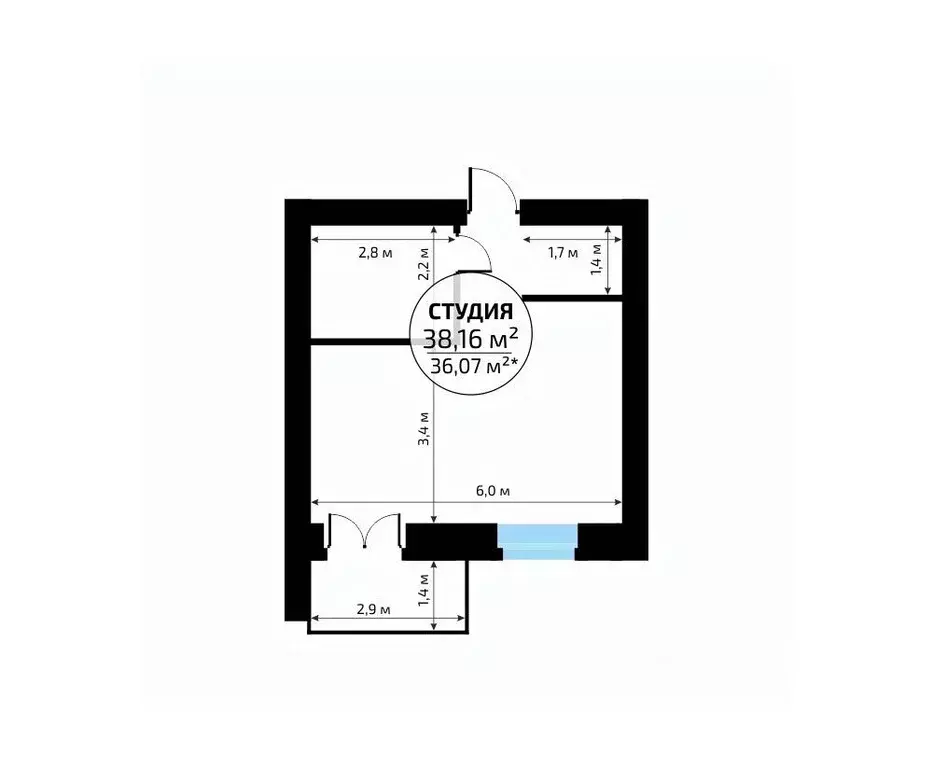 Студия Самарская область, Самара пос. Мехзавод, Новая Самара мкр,  ... - Фото 2