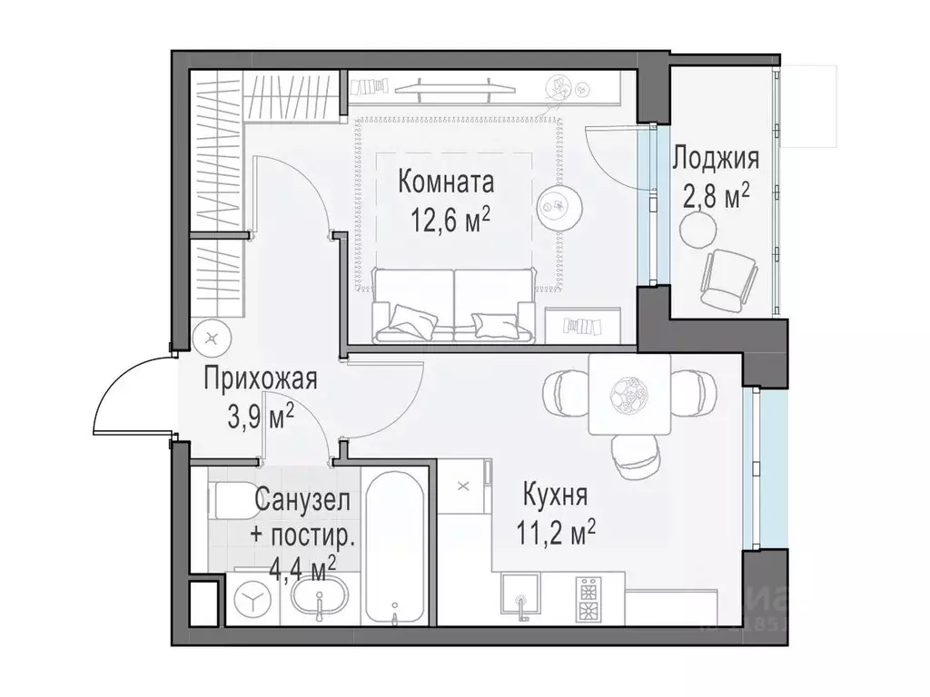 1-к кв. Московская область, Пушкино ул. Антона Ветчинова, 3к1 (33.64 ... - Фото 0