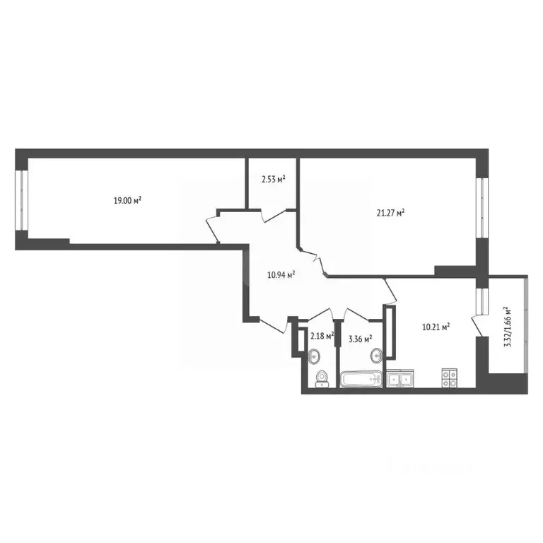 2-к кв. Ярославская область, Ярославль Красноборская ул., 38к3 (69.2 ... - Фото 1