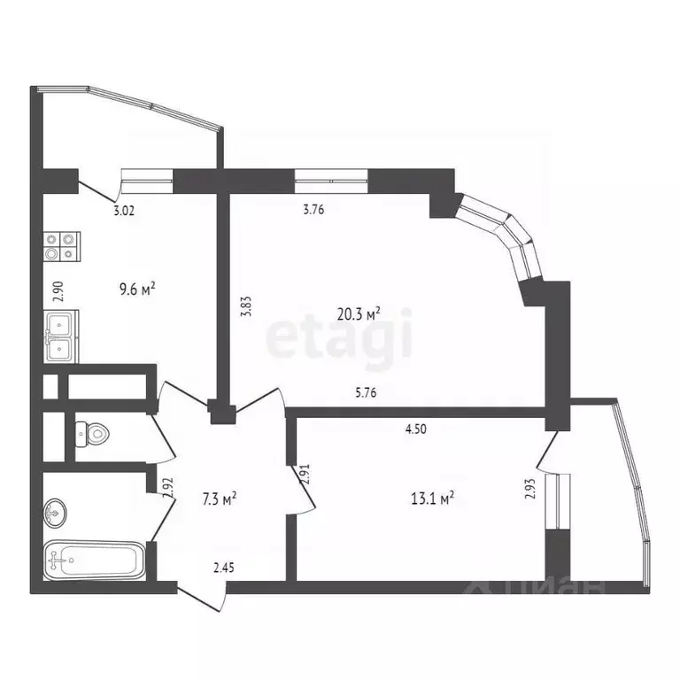 2-к кв. Москва Дегунинская ул., 23к1 (55.1 м) - Фото 1