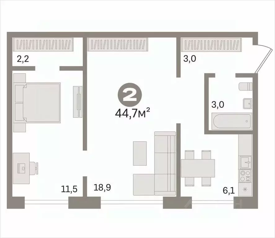 2-к кв. Новосибирская область, Новосибирск ул. Достоевского, 16 (44.7 ... - Фото 1