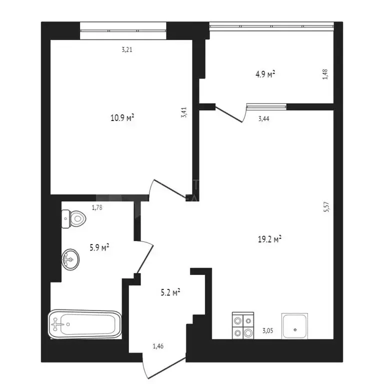 1-комнатная квартира: Тюмень, улица Евгения Войнова, 7 (46.2 м) - Фото 1