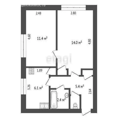 2-комнатная квартира: Саки, Новосёловское шоссе, 32 (40.8 м) - Фото 0