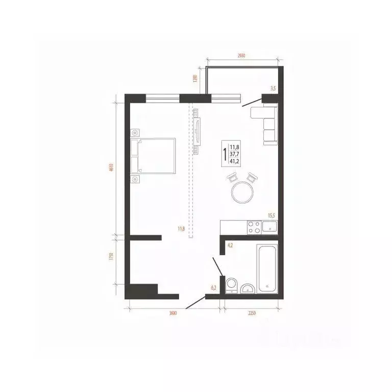 1-к кв. Иркутская область, Иркутск Сарафановская ул. (41.2 м) - Фото 1