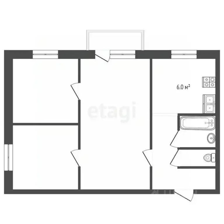 3-к кв. Челябинская область, Челябинск Комсомольский просп., 37Б (47.3 ... - Фото 2