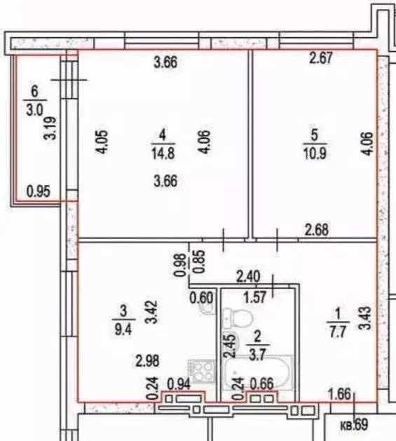 2-к кв. Башкортостан, Уфа ул. Летчика Кобелева, 3/1 (49.5 м) - Фото 2