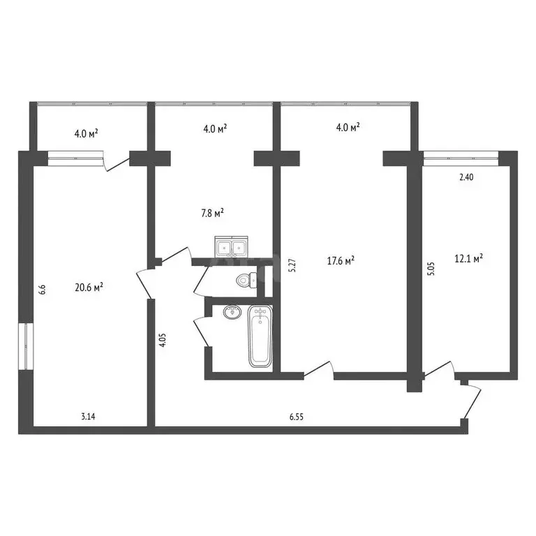 3-комнатная квартира: Ялта, улица Кривошты, 11 (81.1 м) - Фото 1