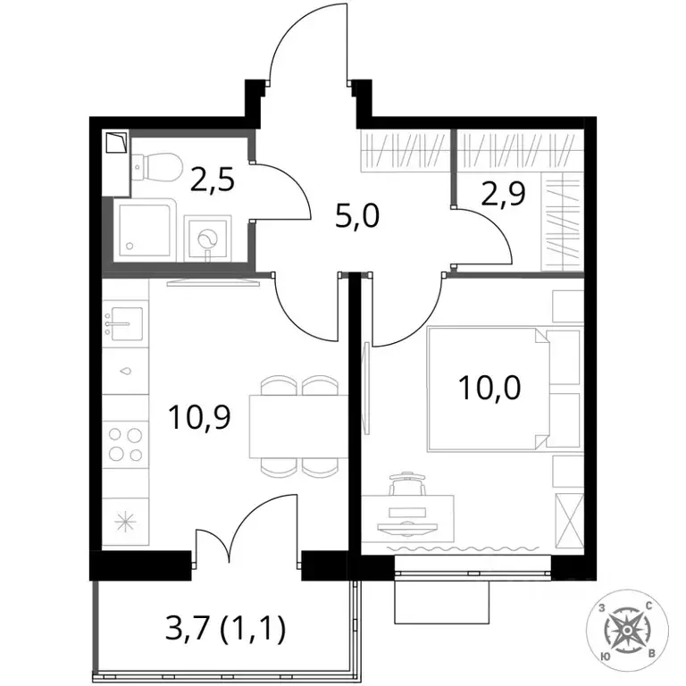 1-к кв. Московская область, Химки Подрезково мкр, 1-й Шереметьевский ... - Фото 2