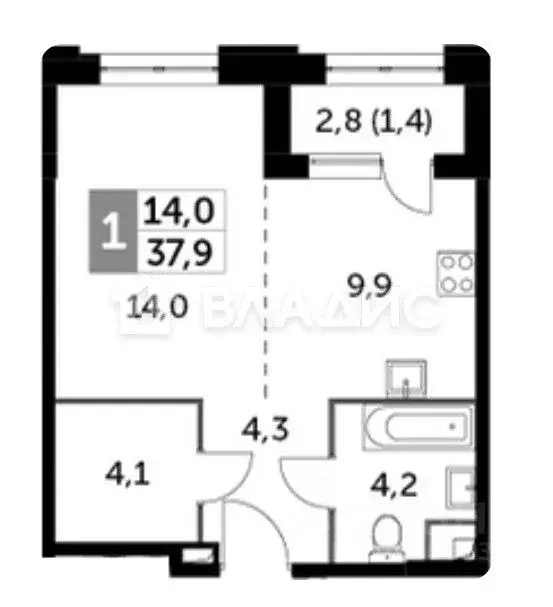 1-к кв. Москва Шелепихинская наб., 40к2 (37.9 м) - Фото 1