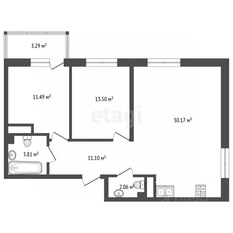 2-к кв. Тюменская область, Тюмень ул. Тальниковая, 1 (71.6 м) - Фото 1