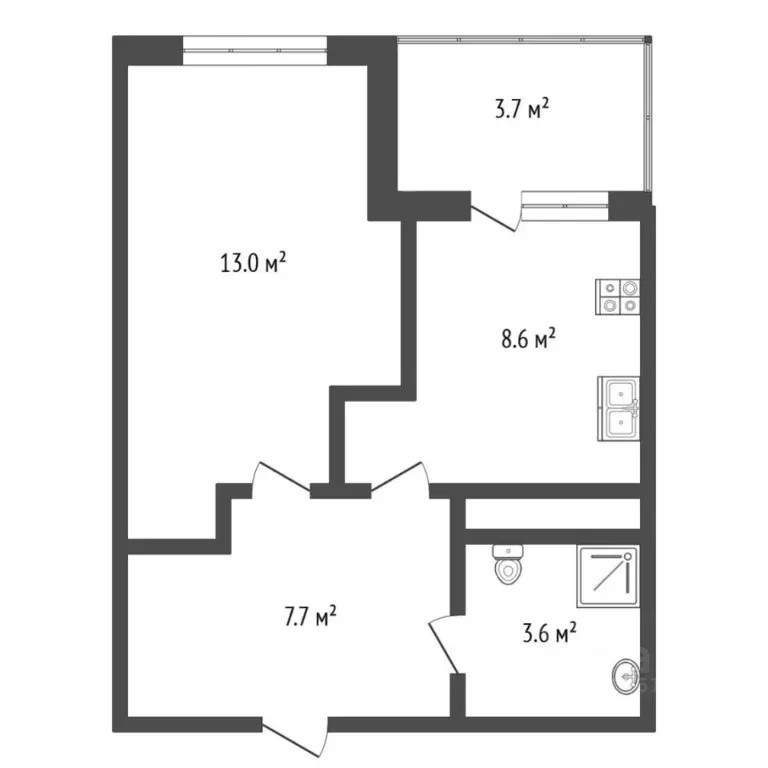 1-к кв. Тюменская область, Тюмень Дамбовская ул., 25к1 (36.5 м) - Фото 2