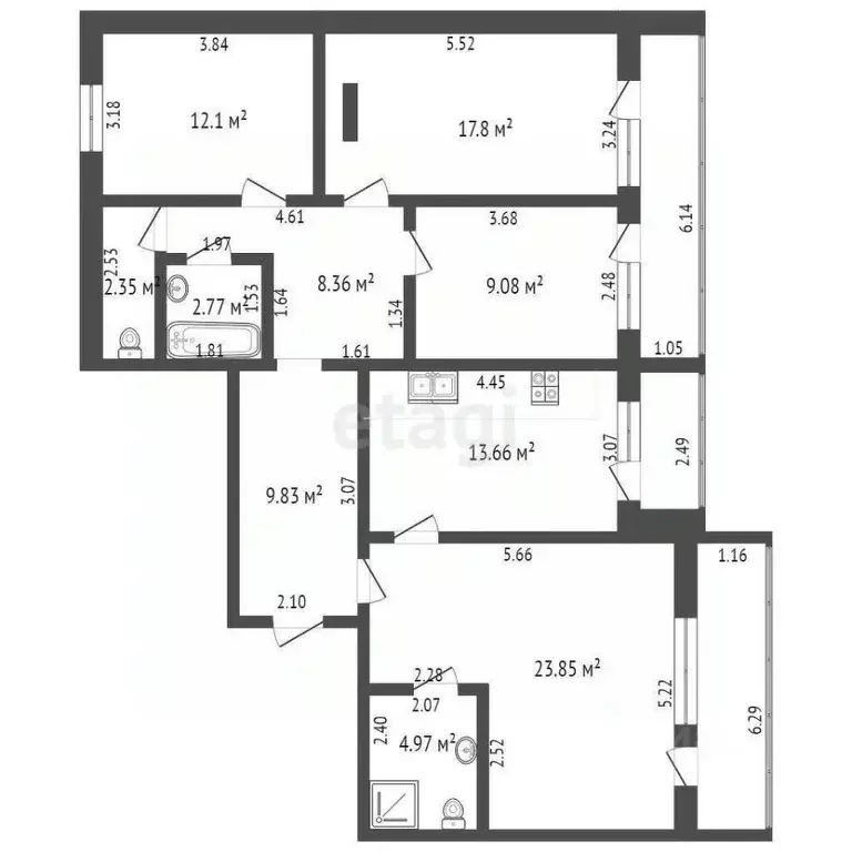 4-к кв. Ульяновская область, Ульяновск ул. Радищева, 151 (104.8 м) - Фото 1