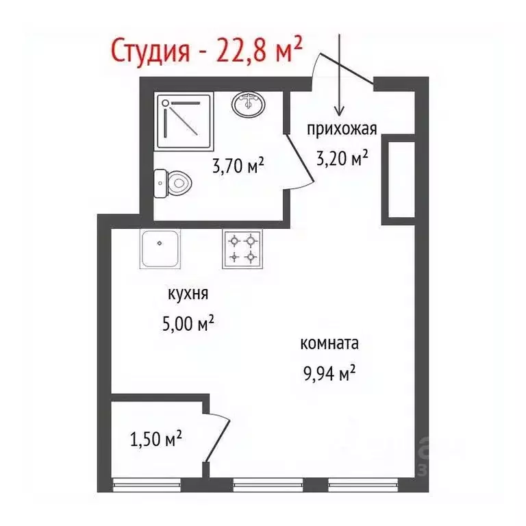 Студия Свердловская область, Екатеринбург ул. Монтерская, 8/2 (22.8 м) - Фото 1