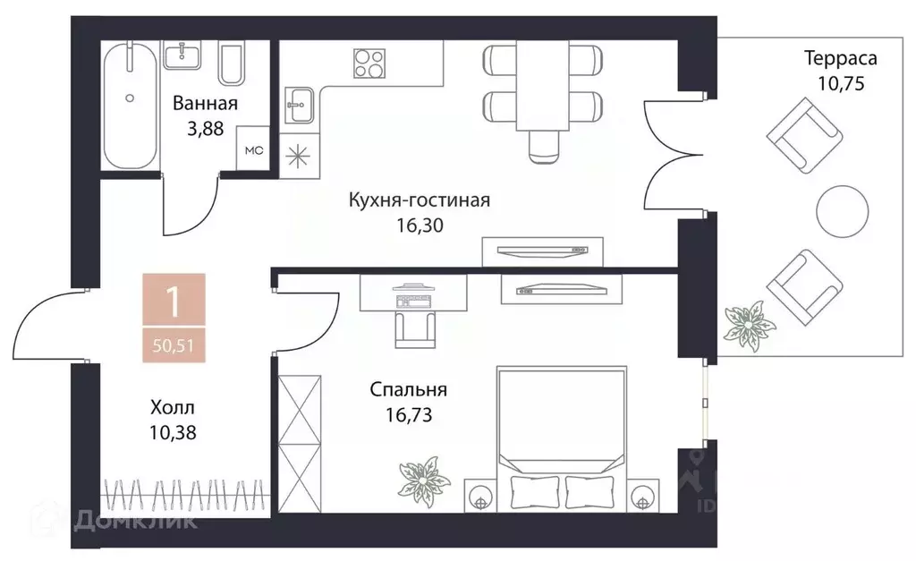 1-к кв. Рязанская область, Рязанский район, Полянское с/пос, с. Поляны ... - Фото 0