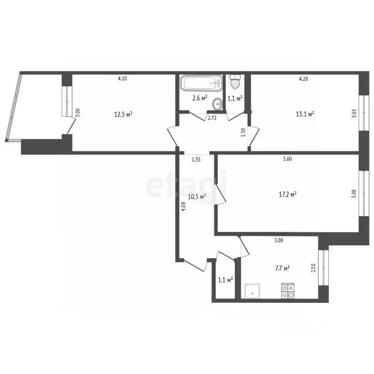 3-к кв. Орловская область, Орел ул. Маринченко, 15 (65.8 м) - Фото 1
