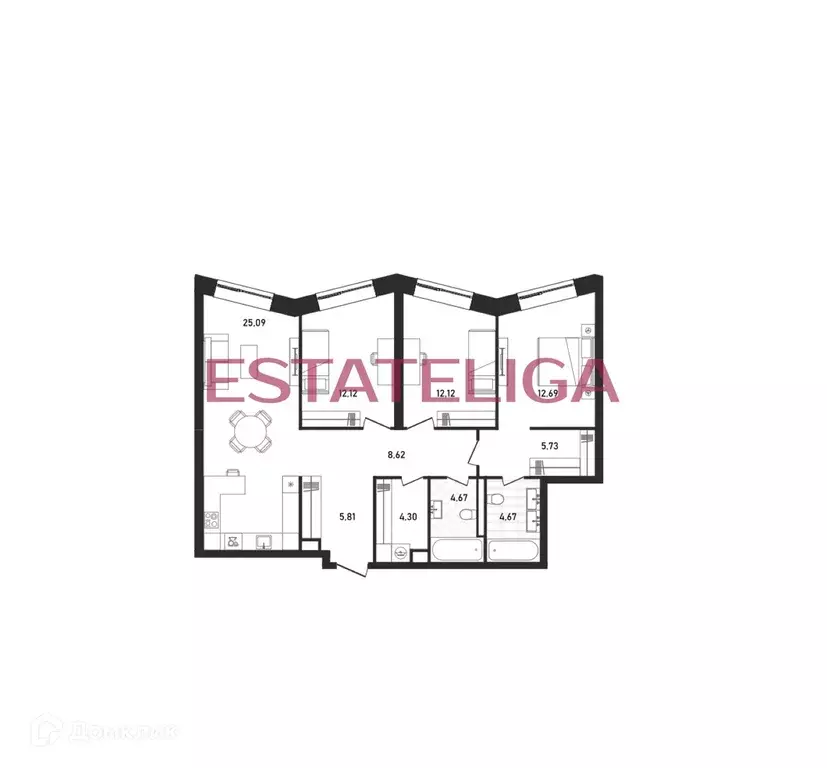 Продаётся 3-к квартира, 95.8 м - Фото 1