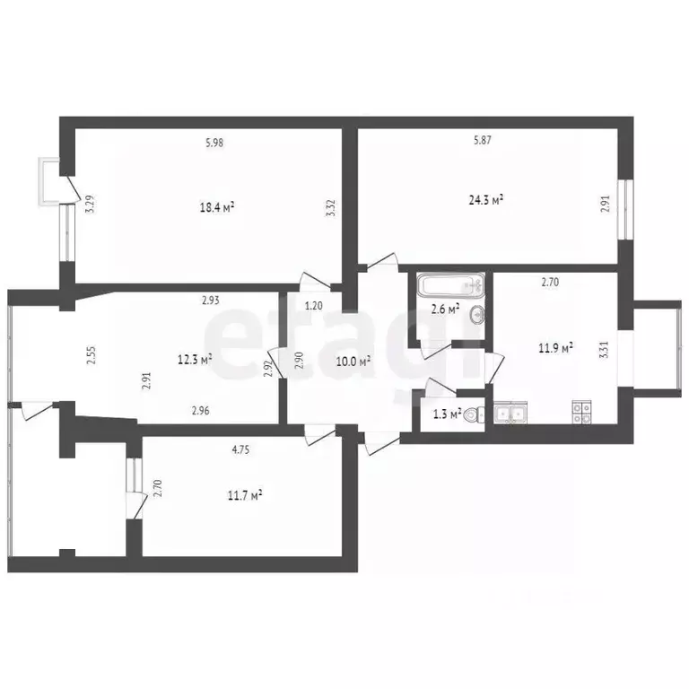 4-к кв. Севастополь ул. Александра Маринеско, 21 (81.5 м) - Фото 1