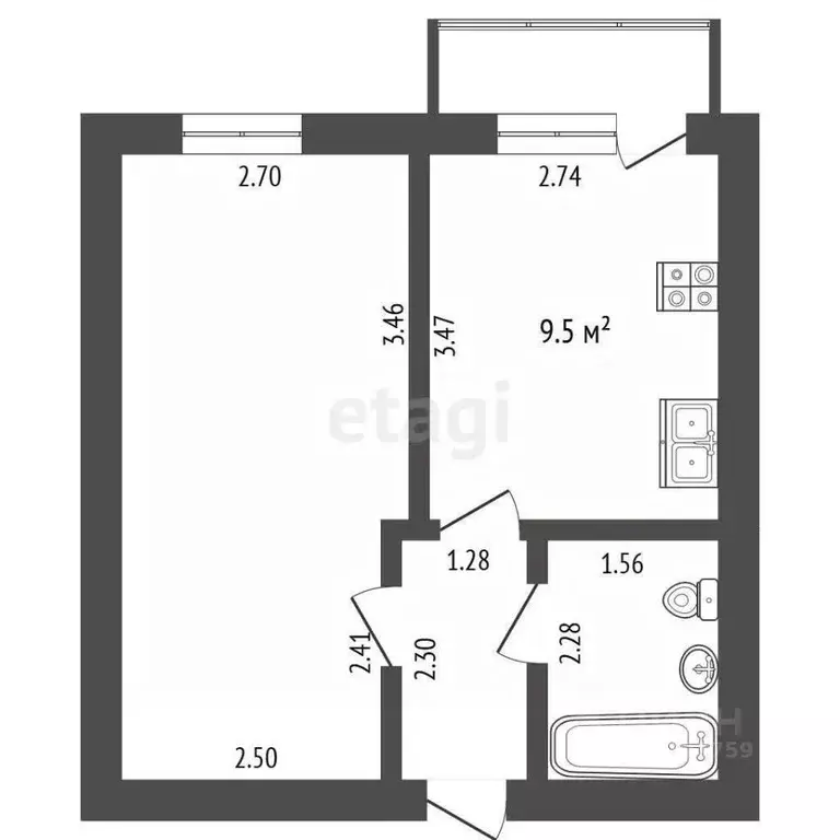 1-к кв. Саха (Якутия), Покровск Заводская ул., 21/1 (31.7 м) - Фото 2