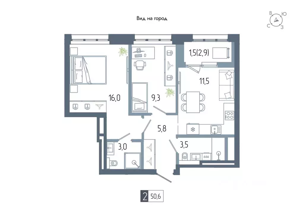 2-к кв. Башкортостан, Уфа Глумилино жилрайон, Аурум жилой комплекс ... - Фото 1