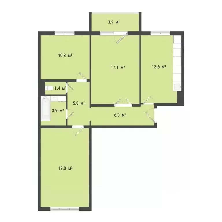 3-к кв. Омская область, Омск Заозерный мкр, ул. Сергея Тюленина, 4 ... - Фото 1