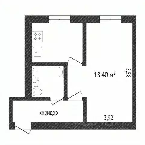 Студия Белгородская область, Белгород ул. Семейная, 15 (30.5 м) - Фото 1