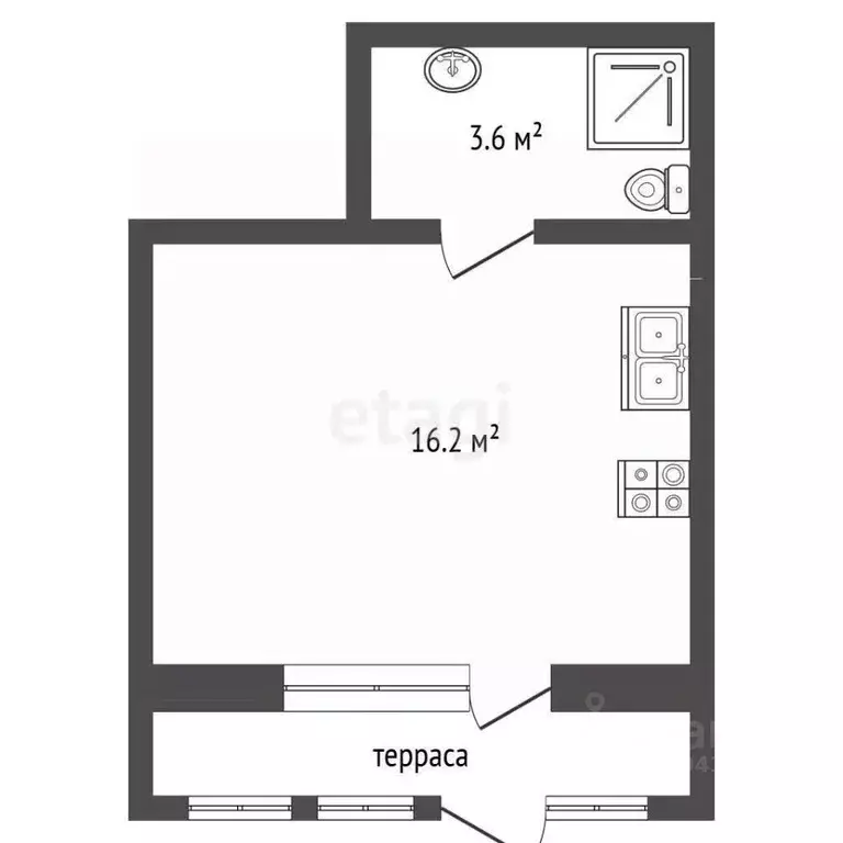 Студия Севастополь с. Орловка, ш. Качинское, 33Б (19.8 м) - Фото 1