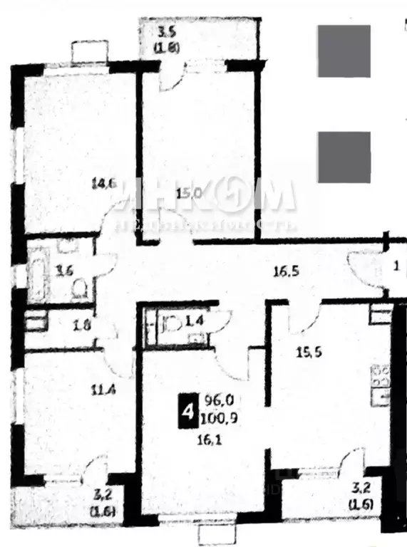 4-к кв. Московская область, Люберцы ул. Рождественская, 4 (96.2 м) - Фото 2