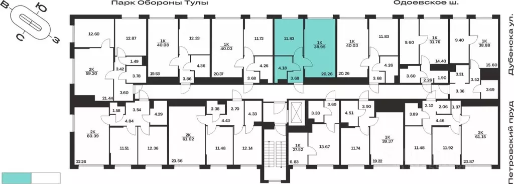 1-к кв. Тульская область, Тула Жукова Парк жилой комплекс (39.95 м) - Фото 1