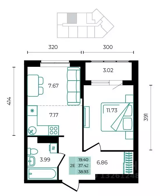 2-к кв. Адыгея, Майкопский район, пос. Тульский  (38.93 м) - Фото 1