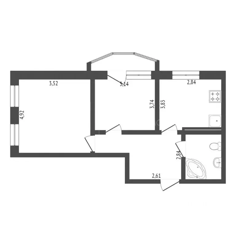 2-к кв. Тюменская область, Тюмень Антипино мкр, ул. Беловежская, 7к2 ... - Фото 2